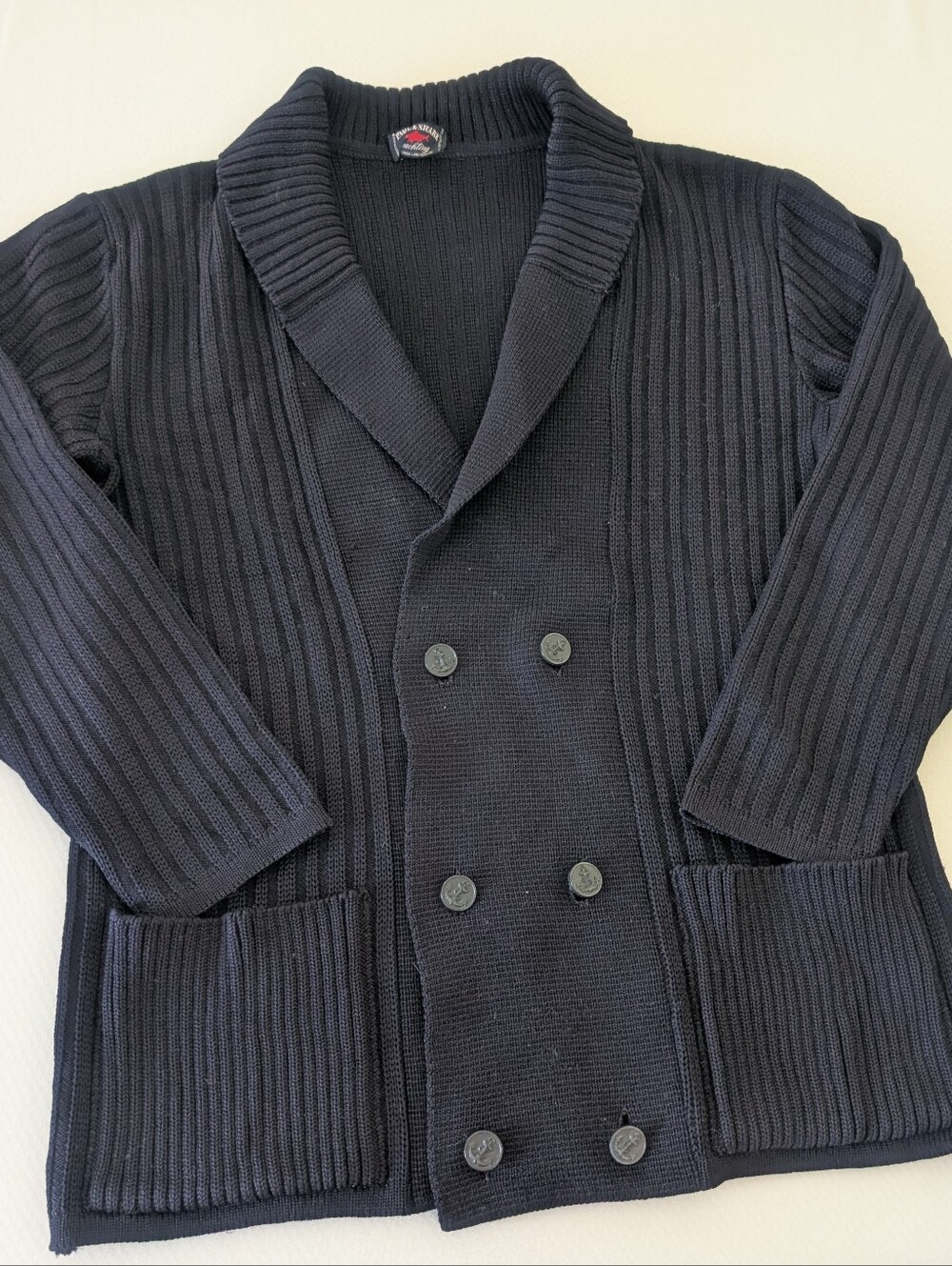 Paul & Shark Yachting Men's Navy Blue Double-Breasted Cardigan Wool Italy Sz L
